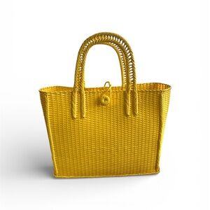 Elegant Yellow Woven Tote Bag